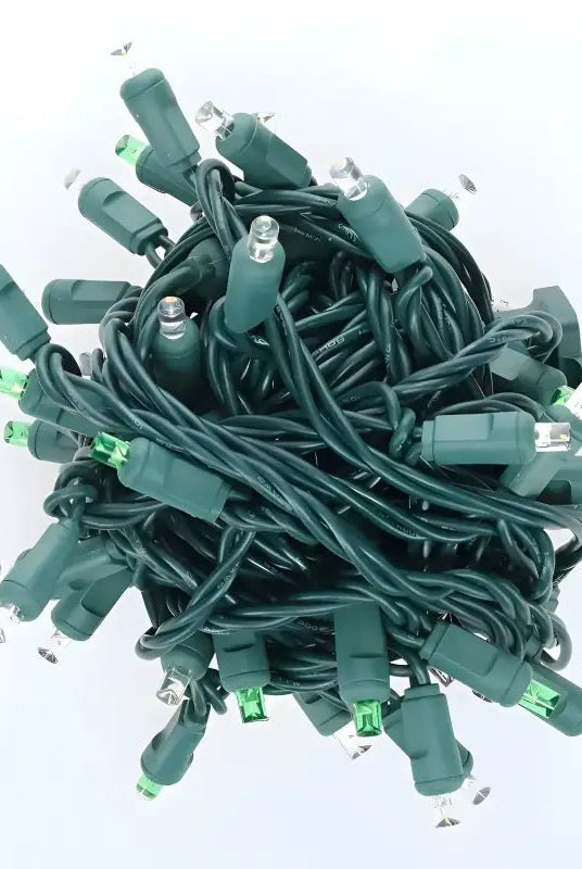 Shop For 50 5mm ColorSplash Winter Warm White, Cool White, Green LED Christmas Lights, 6" Spacing