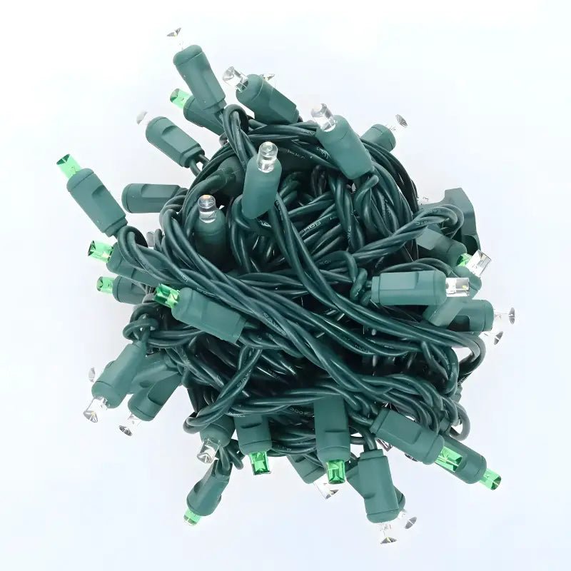 Shop For 50 5mm ColorSplash Winter Warm White, Cool White, Green LED Christmas Lights, 6" Spacing