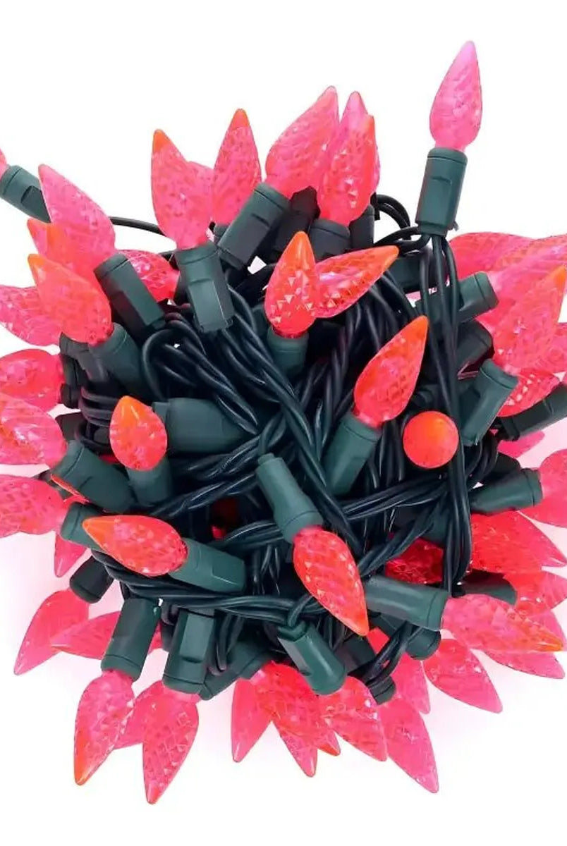Shop For 50 C6 Pink LED Christmas Lights, 4" Spacing
