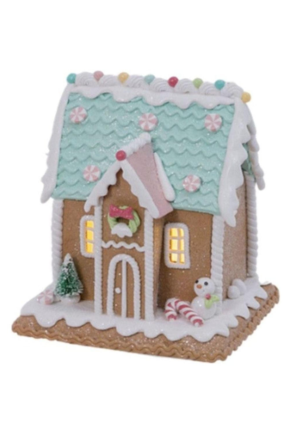 5.8" Lighted Pastel Holiday Gingerbread House