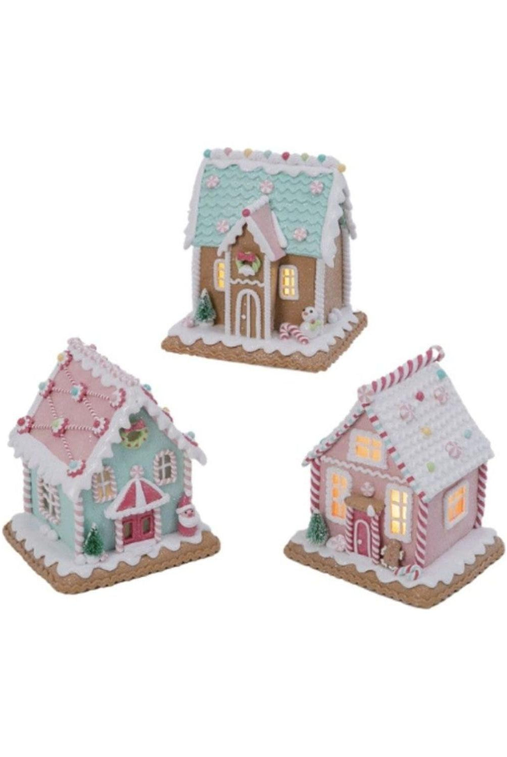 5.8" Lighted Pastel Holiday Gingerbread House