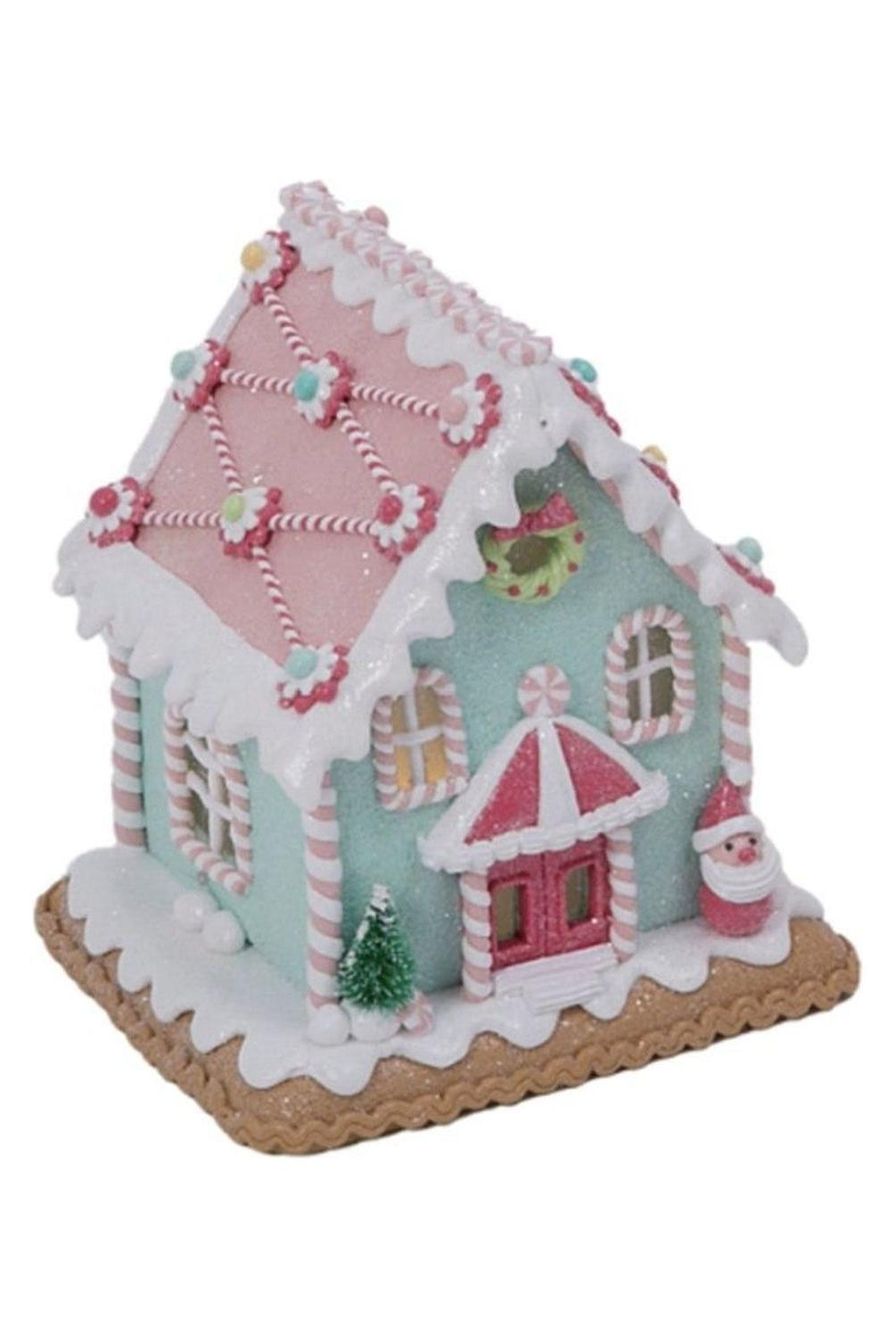 5.8" Lighted Pastel Holiday Gingerbread House