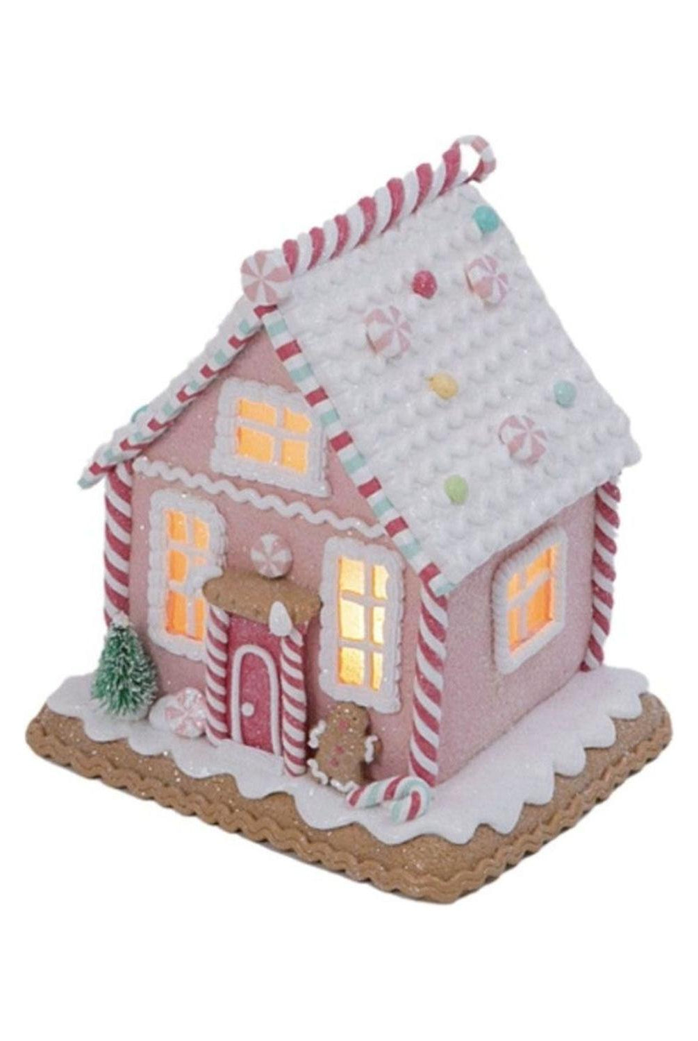 5.8" Lighted Pastel Holiday Gingerbread House
