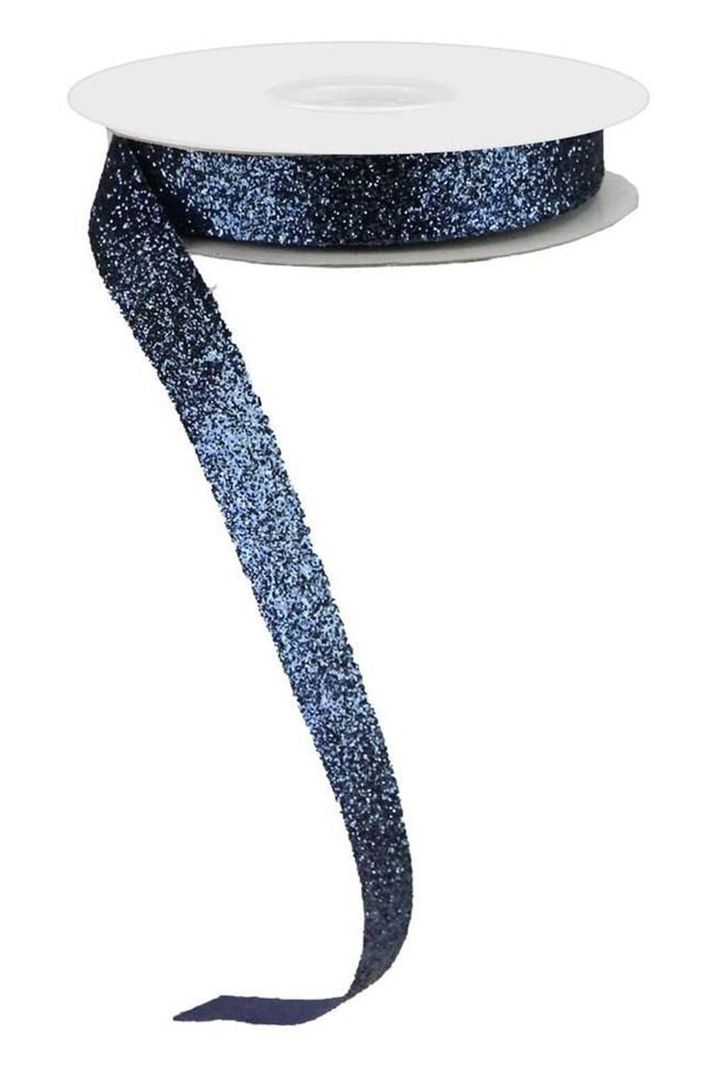 Shop For 5/8in Glitter on Fabric Ribbon: Navy Blue (25 Yards)