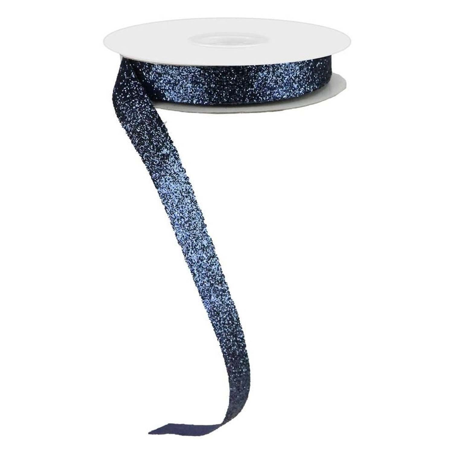 Shop For 5/8in Glitter on Fabric Ribbon: Navy Blue (25 Yards)