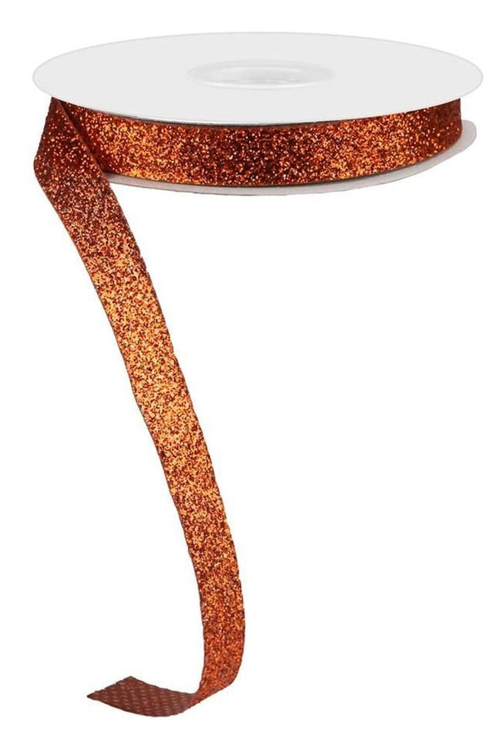 Shop For 5/8in Glitter on Fabric Ribbon: Orange (25 Yards)