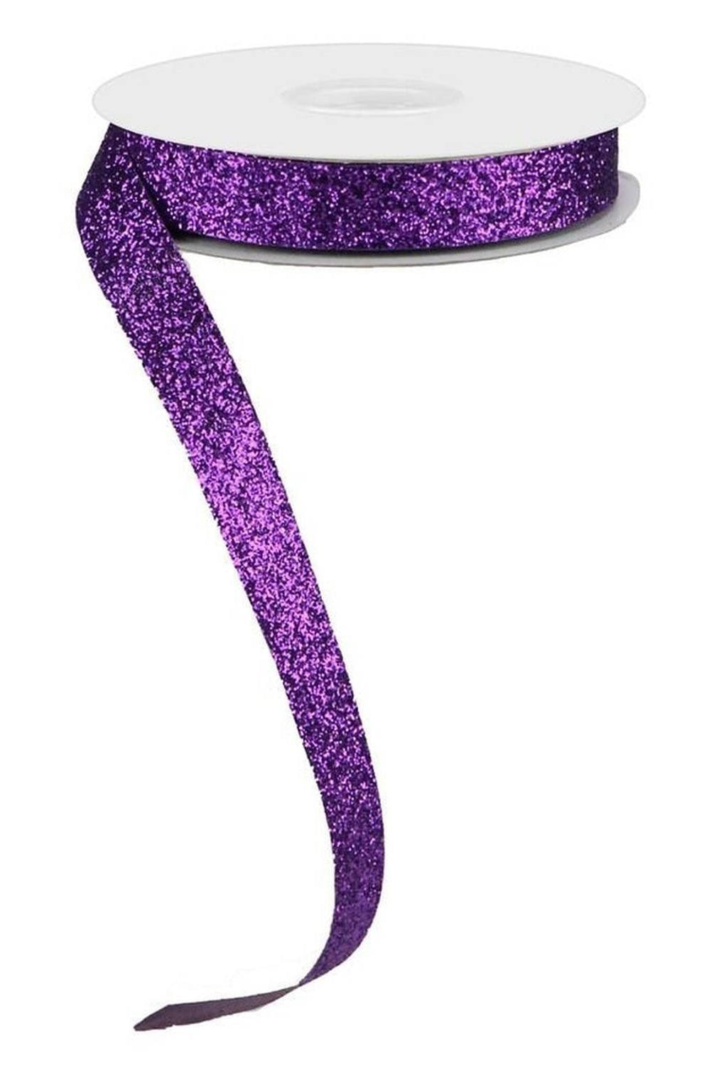 Shop For 5/8in Glitter on Fabric Ribbon: Purple (25 Yards)
