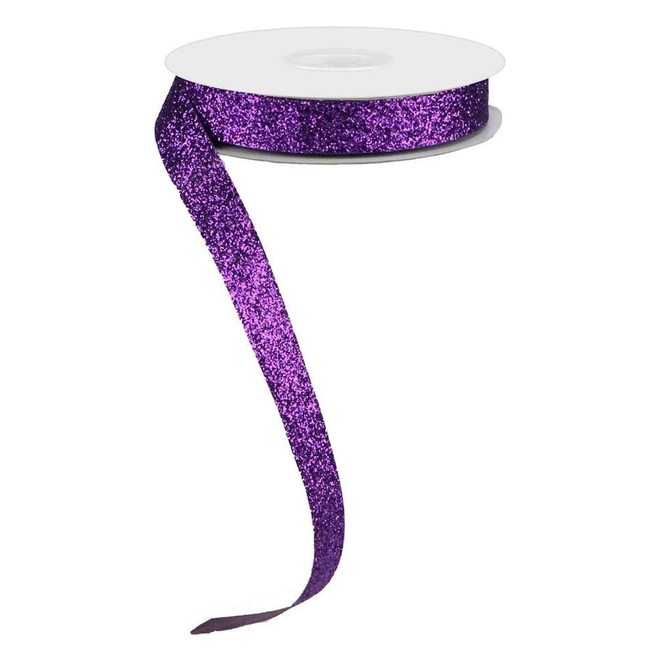 Shop For 5/8in Glitter on Fabric Ribbon: Purple (25 Yards)