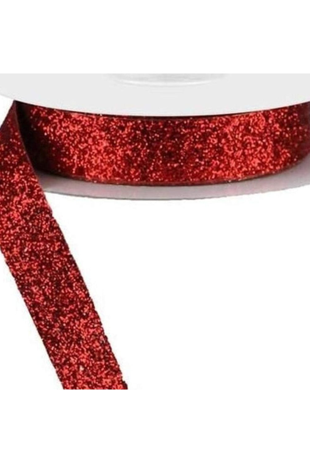 Shop For 5/8in Glitter on Fabric Ribbon: Red (25 Yards)