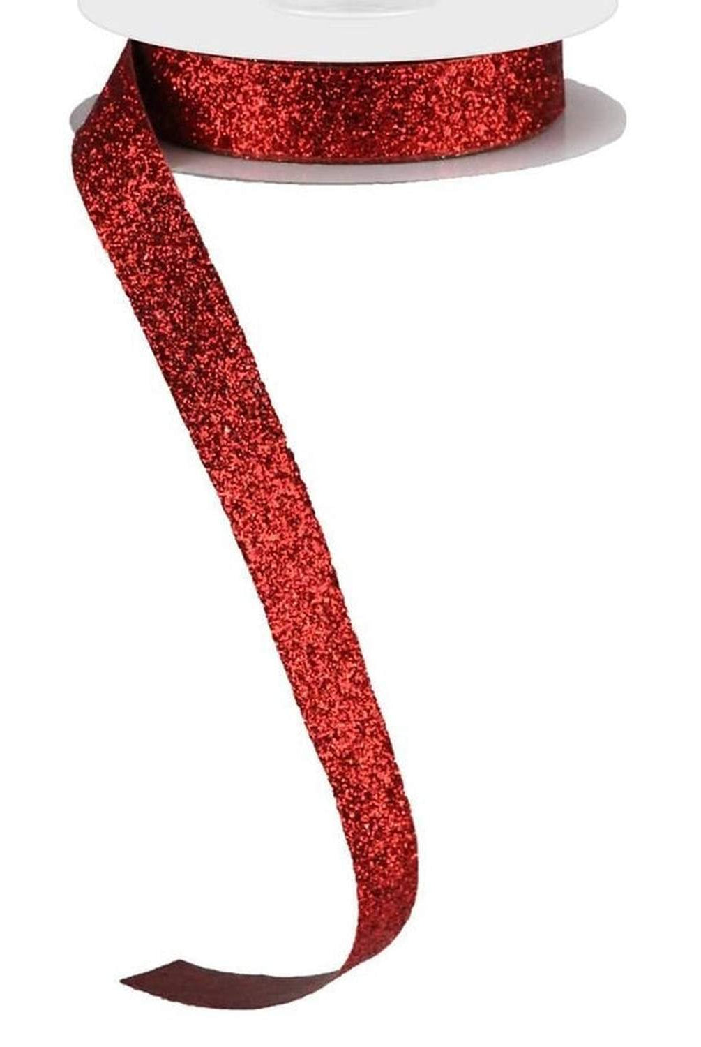 Shop For 5/8in Glitter on Fabric Ribbon: Red (25 Yards)