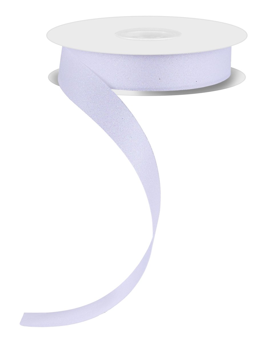 Shop For 5/8in Glitter on Fabric Ribbon: White (25 Yards)