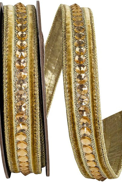 Shop For 5/8in Metallic Dupioni Jewel Ribbon: Gold (5 Yards)