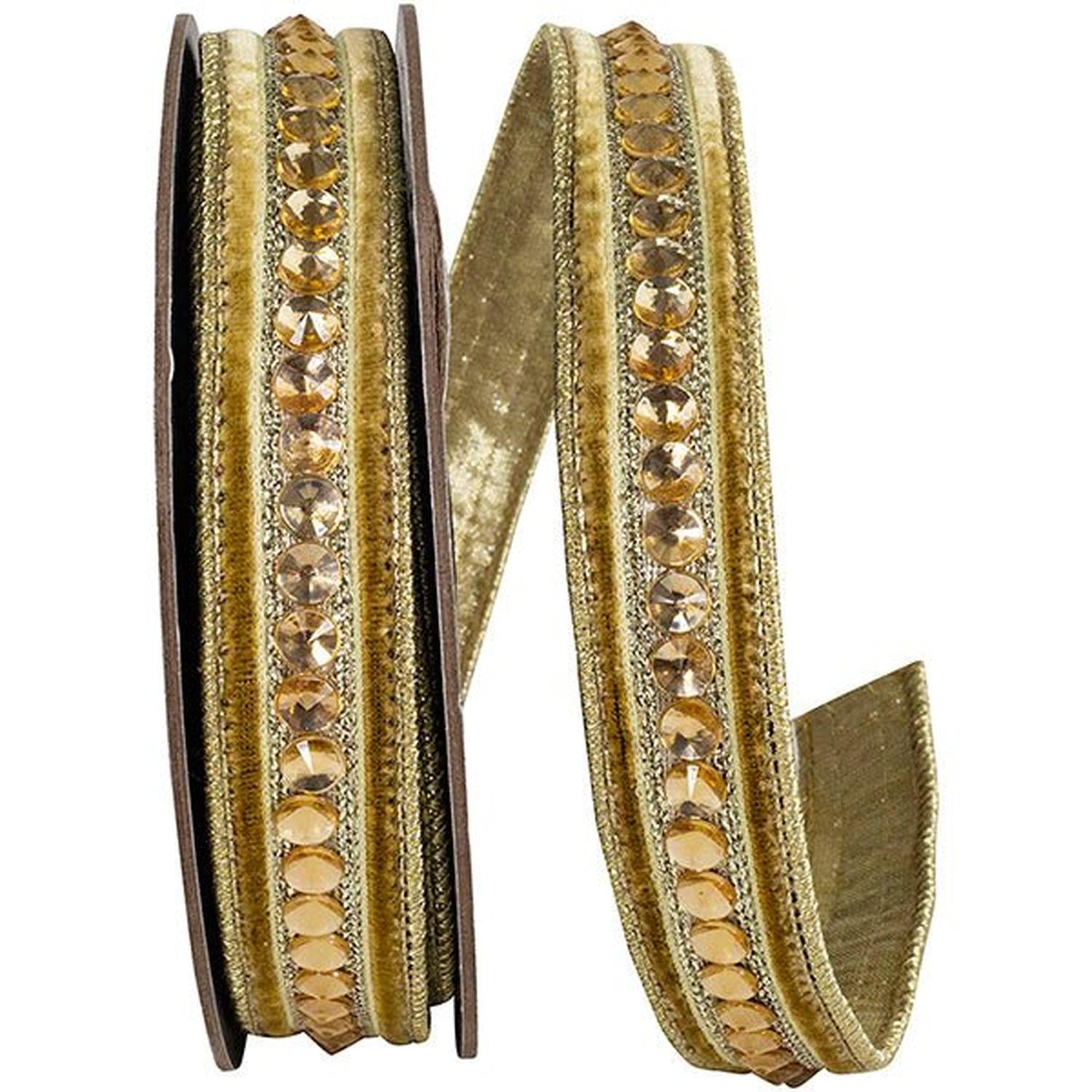 Shop For 5/8in Metallic Dupioni Jewel Ribbon: Gold (5 Yards)