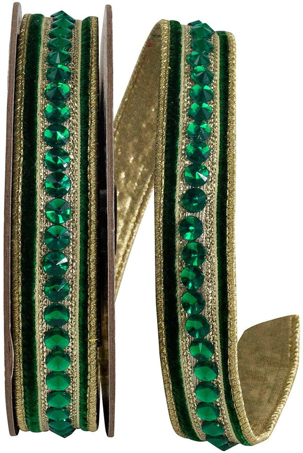 5/8in Metallic Dupioni Jewel Ribbon: Green (5 Yards)