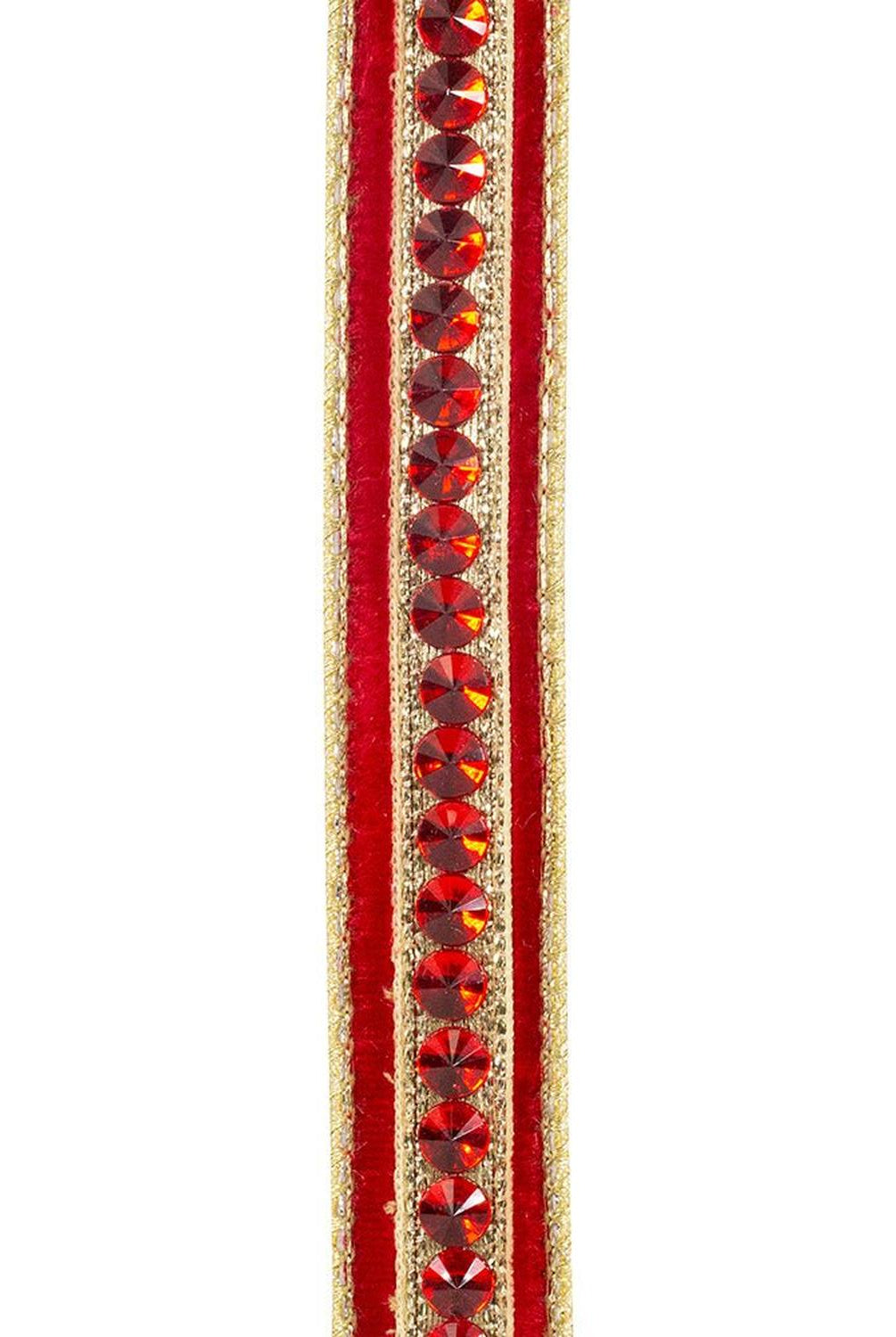 5/8in Metallic Dupioni Jewel Ribbon: Red (5 Yards)