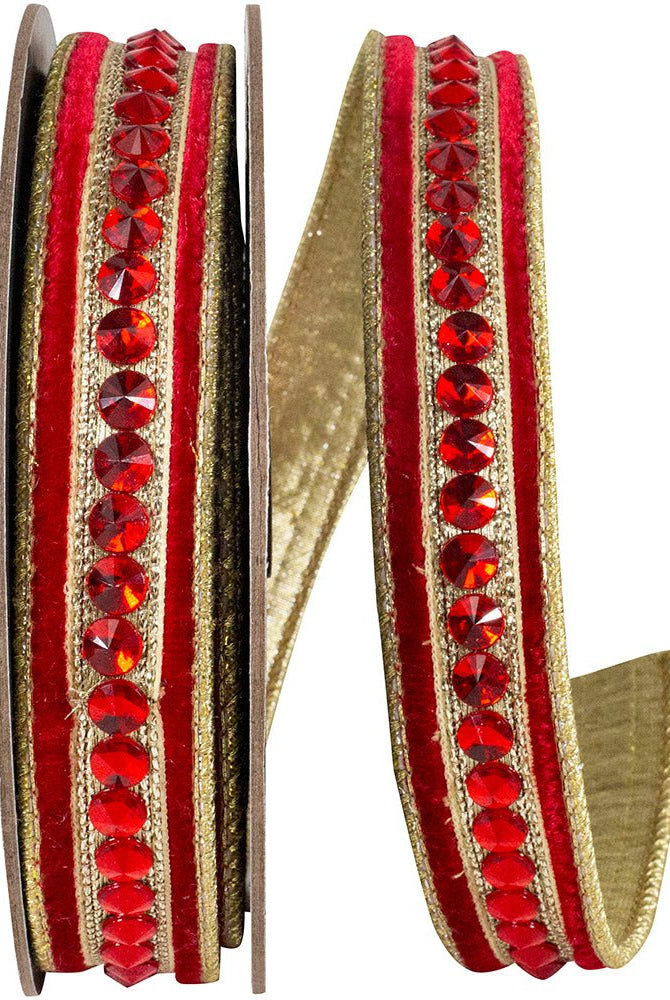 Shop For 5/8in Metallic Dupioni Jewel Ribbon: Red (5 Yards)