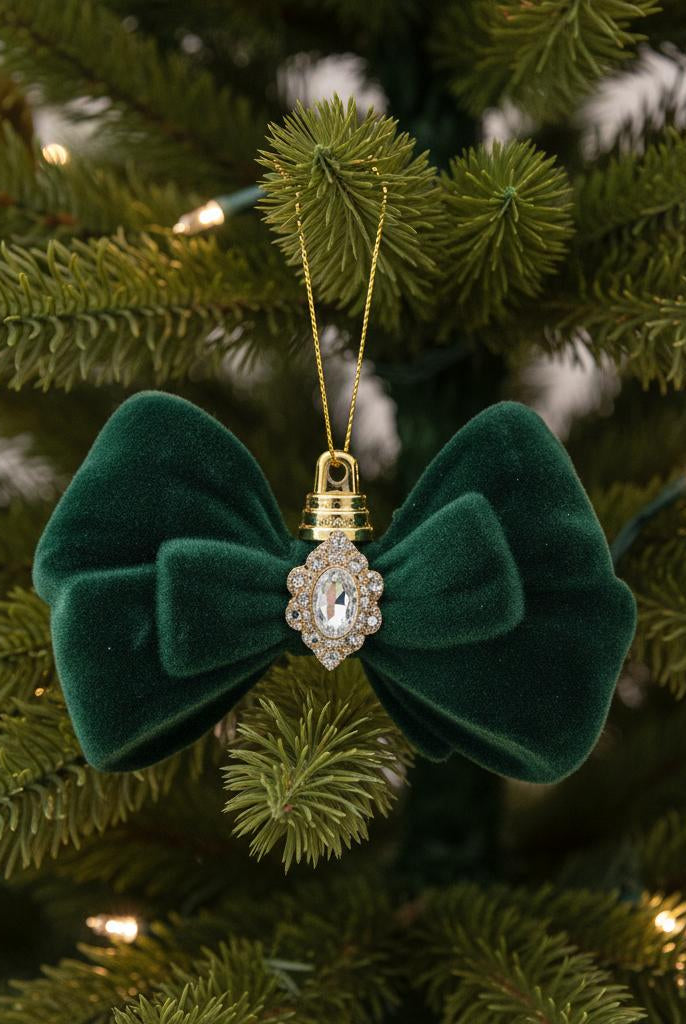 Shop For 5in Flocked Bowtie with Jewel: Green