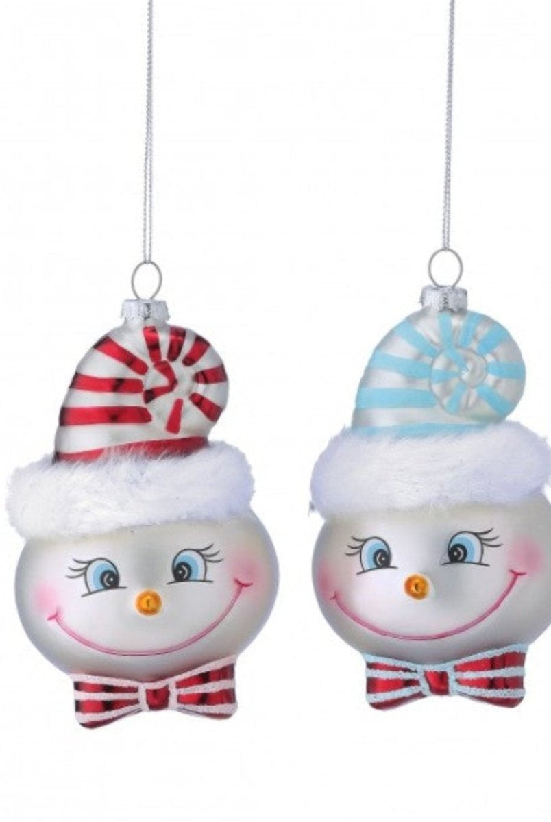 Shop For 5in Glass Silly Peppermint Snowman Ornament (Set of 2)