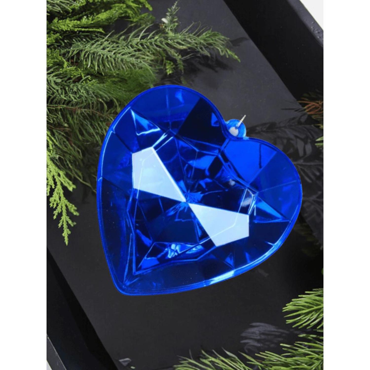 6" Acrylic Heart Jewel Ornament: Blue
