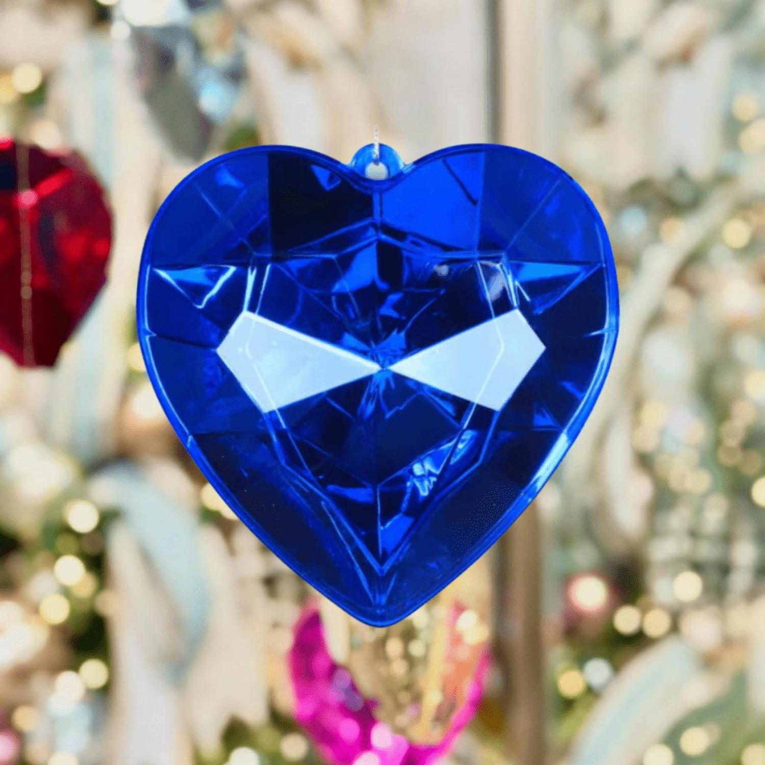 6" Acrylic Heart Jewel Ornament: Blue