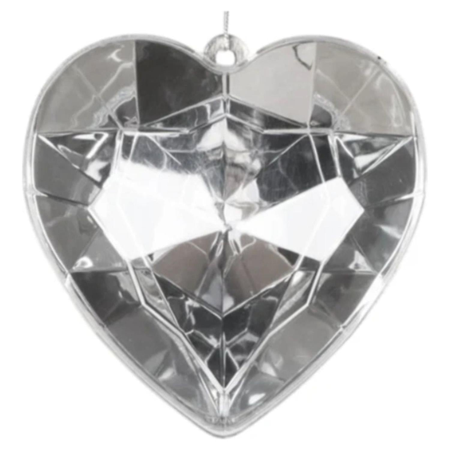 6" Acrylic Heart Jewel Ornament: Crystal