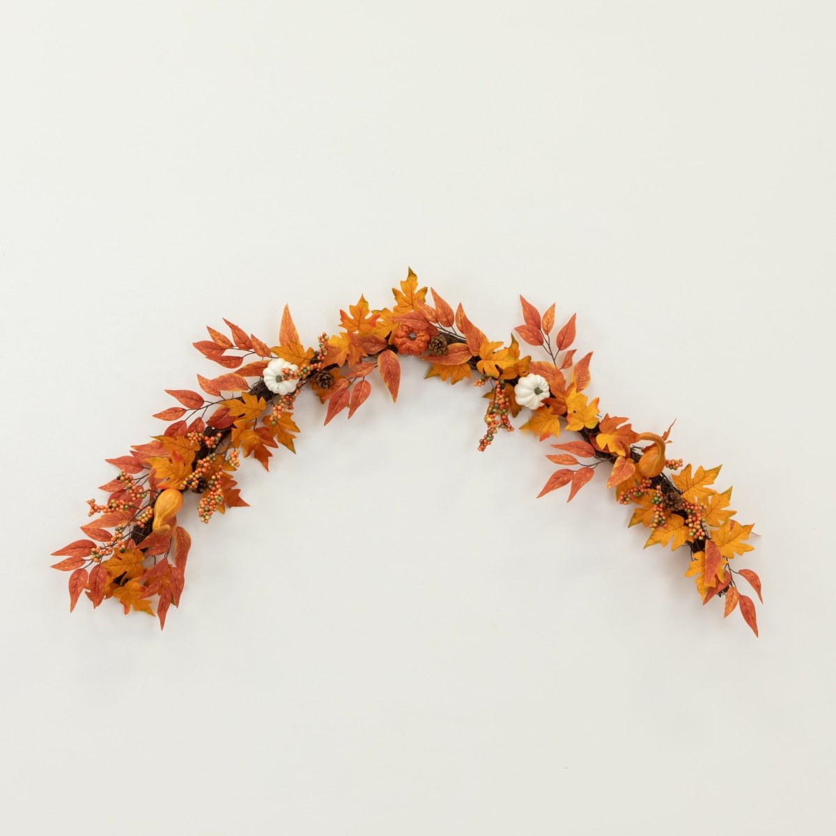 Shop For 6’ Assorted Autumn Maple Leaves, Pumpkins, Gourds, Berries and Pinecone Artificial Fall Garland