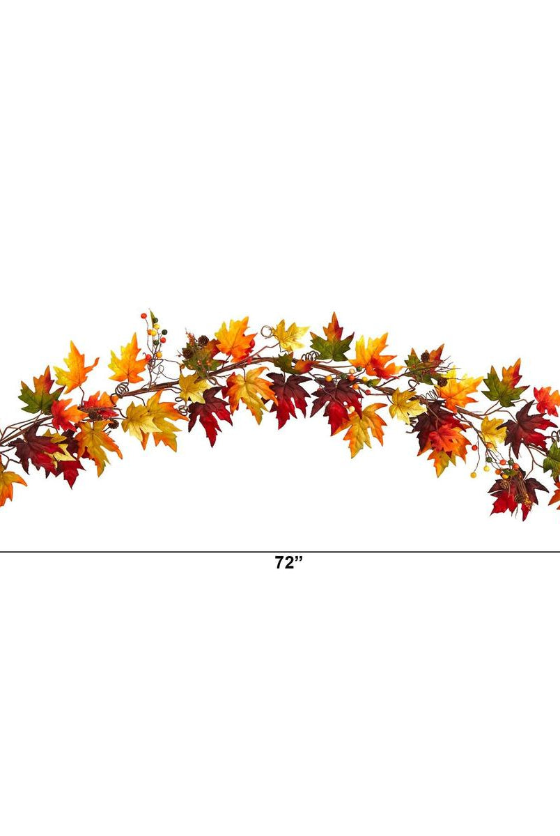 Shop For 6’ Autumn Maple Leaf and Berry Fall Garland