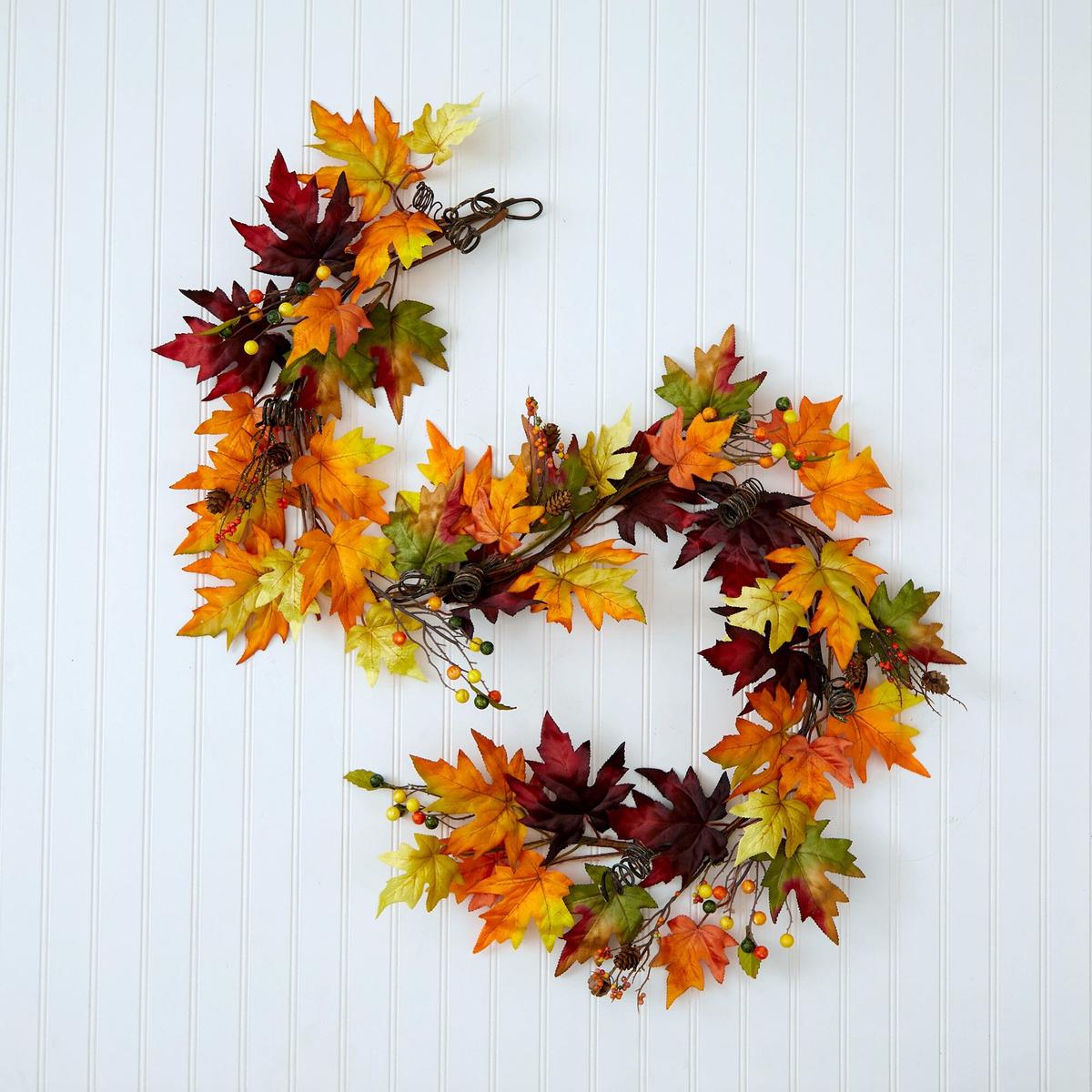 Shop For 6’ Autumn Maple Leaf and Berry Fall Garland