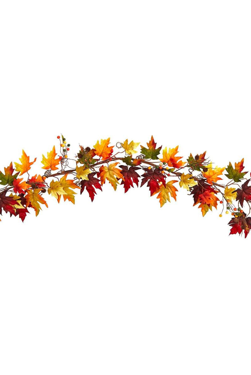 Shop For 6’ Autumn Maple Leaf and Berry Fall Garland