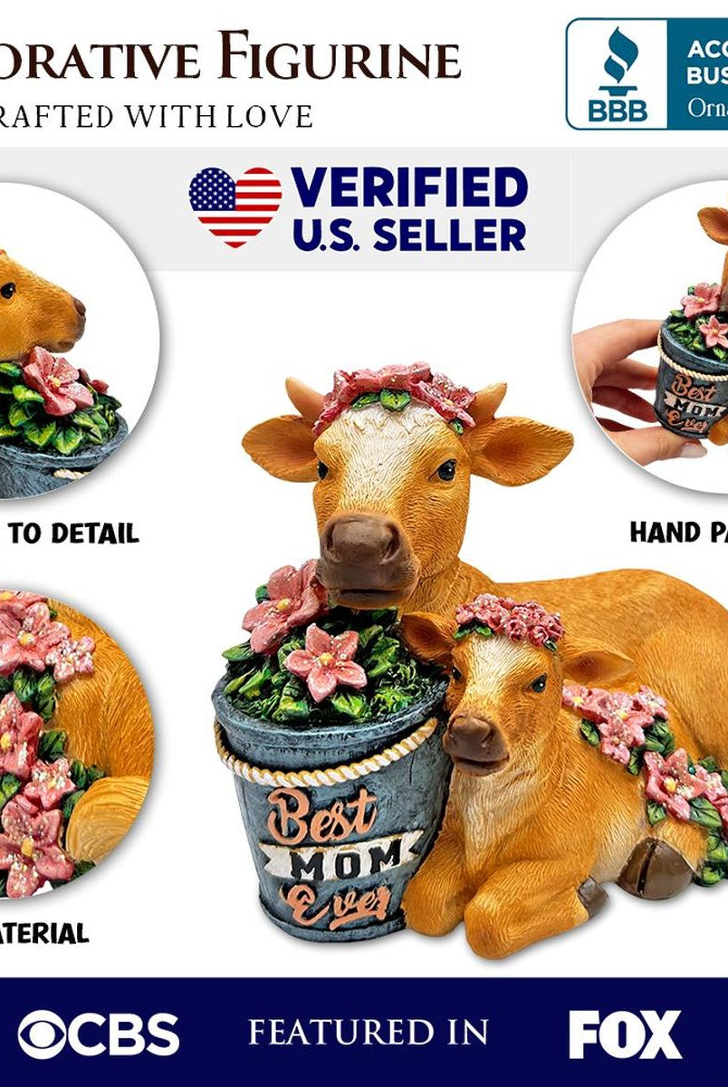 Shop For 6" Best Mom Cow and Calf Figurine
