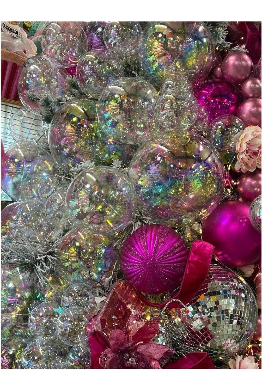 6' Clear Iridescent Branch Ball Wire Garland