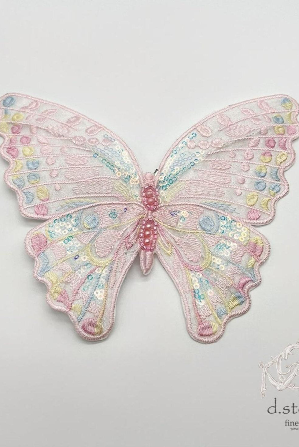 6" Embroidery Pastel Butterfly Clip: Pink