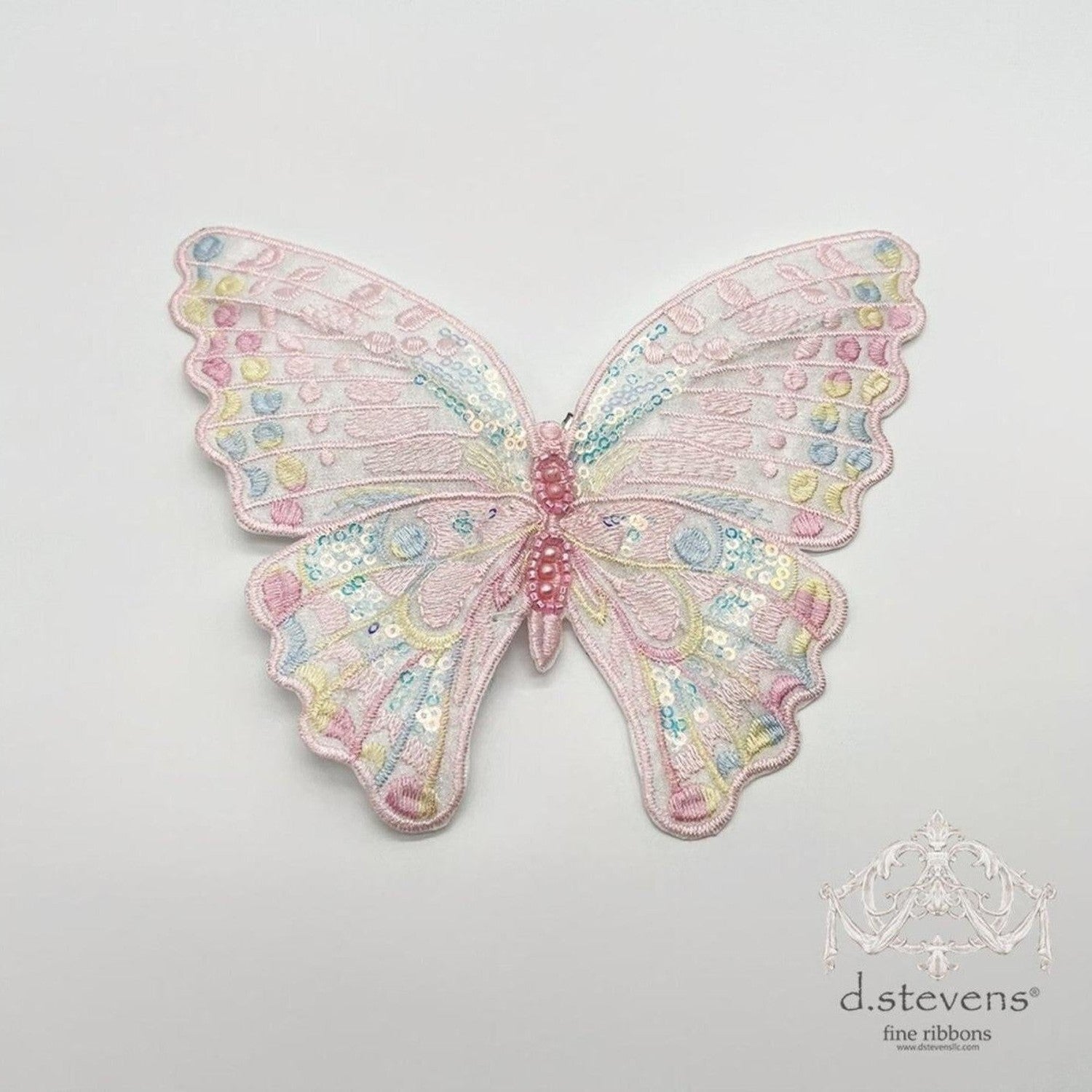 6" Embroidery Pastel Butterfly Clip: Pink