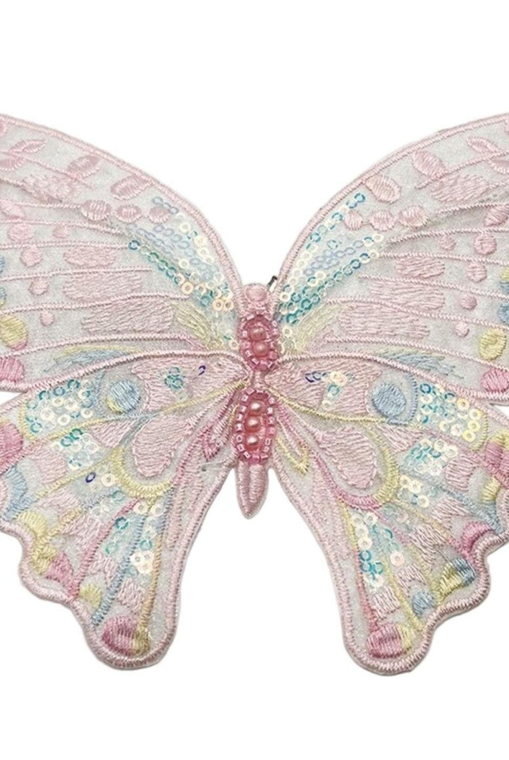 6" Embroidery Pastel Butterfly Clip: Pink