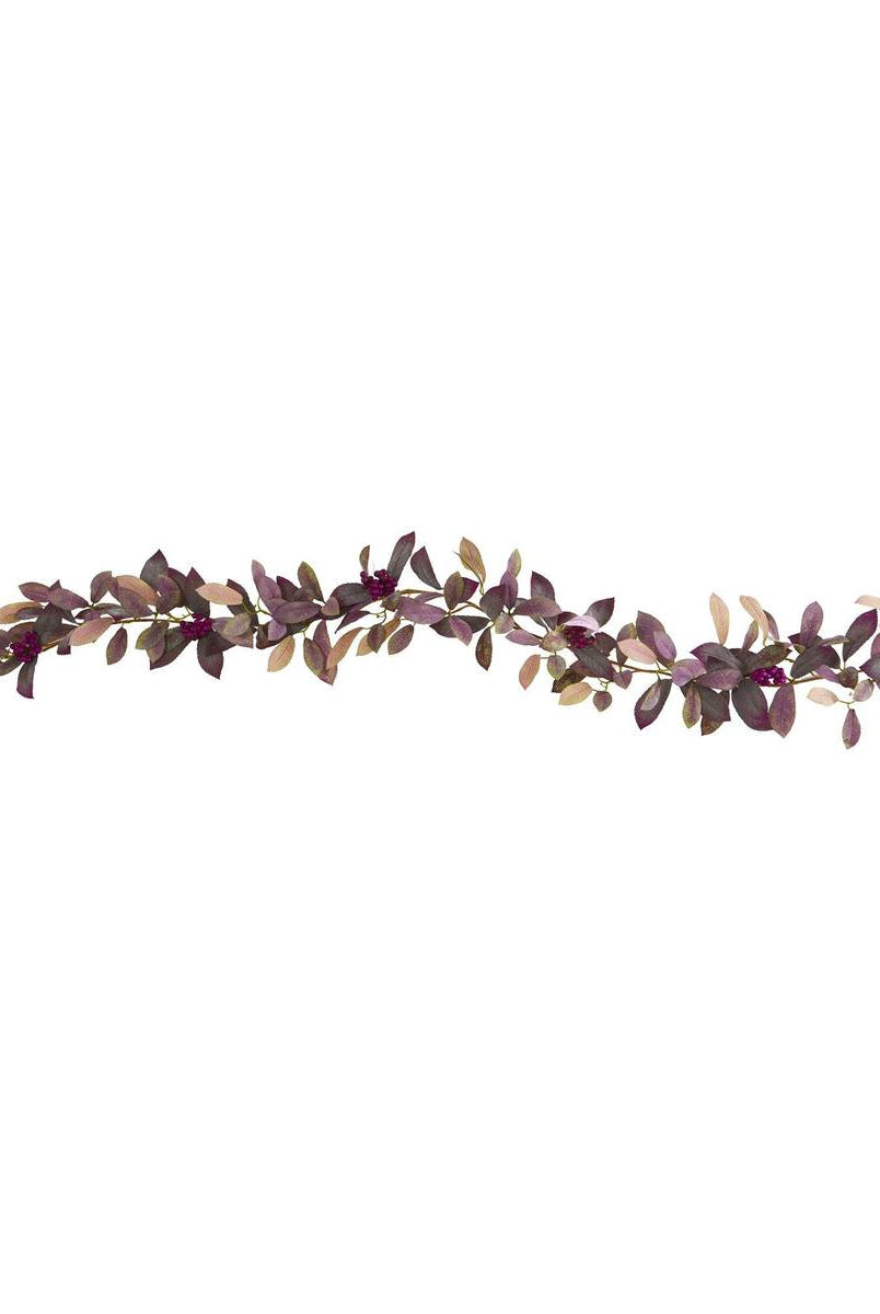 Shop For 6’ Fall Laurel Leaf with Berries Artificial Garland (Set of 2)