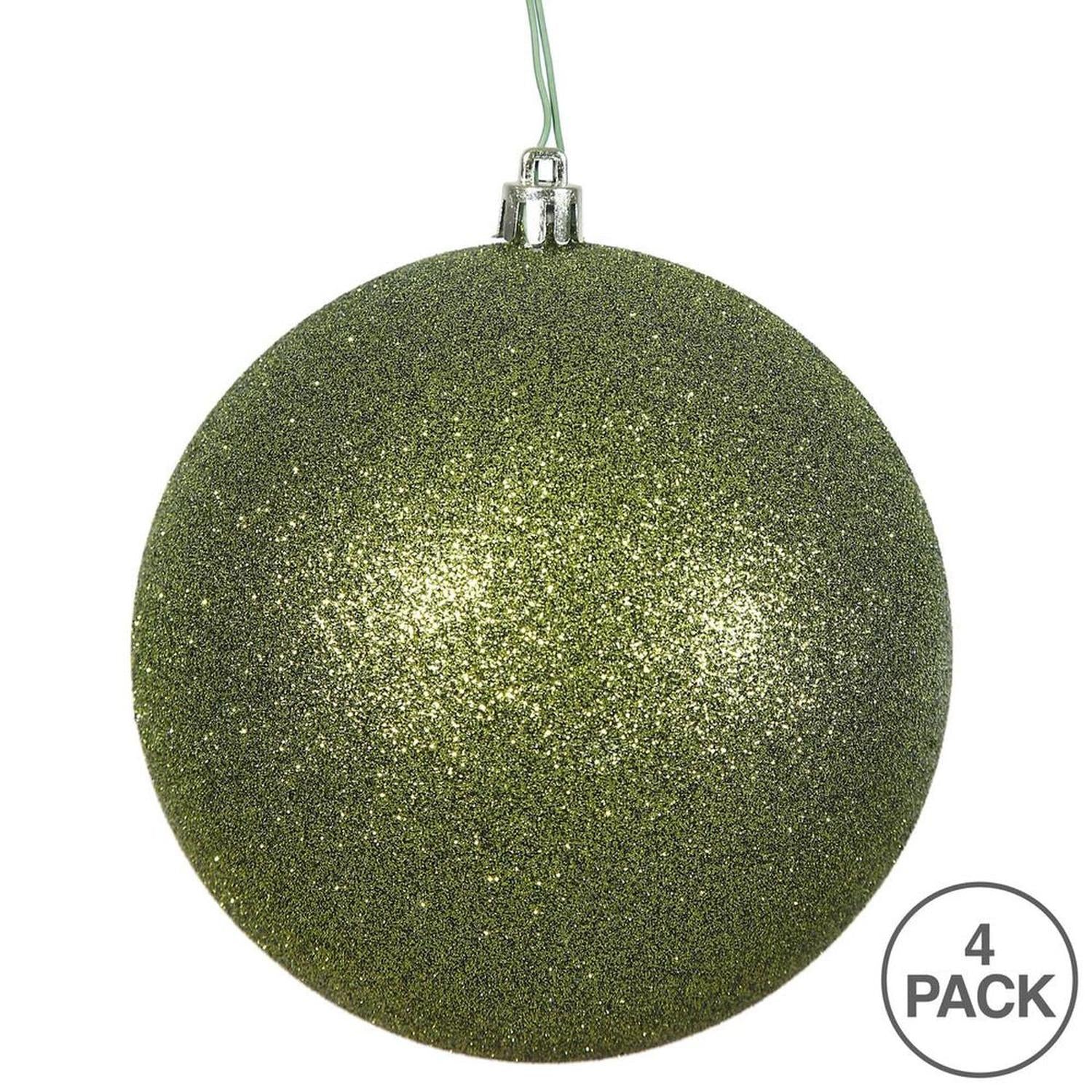 Shop For 6" Glitter Olive Green Ball Christmas Ornament (4 pack)