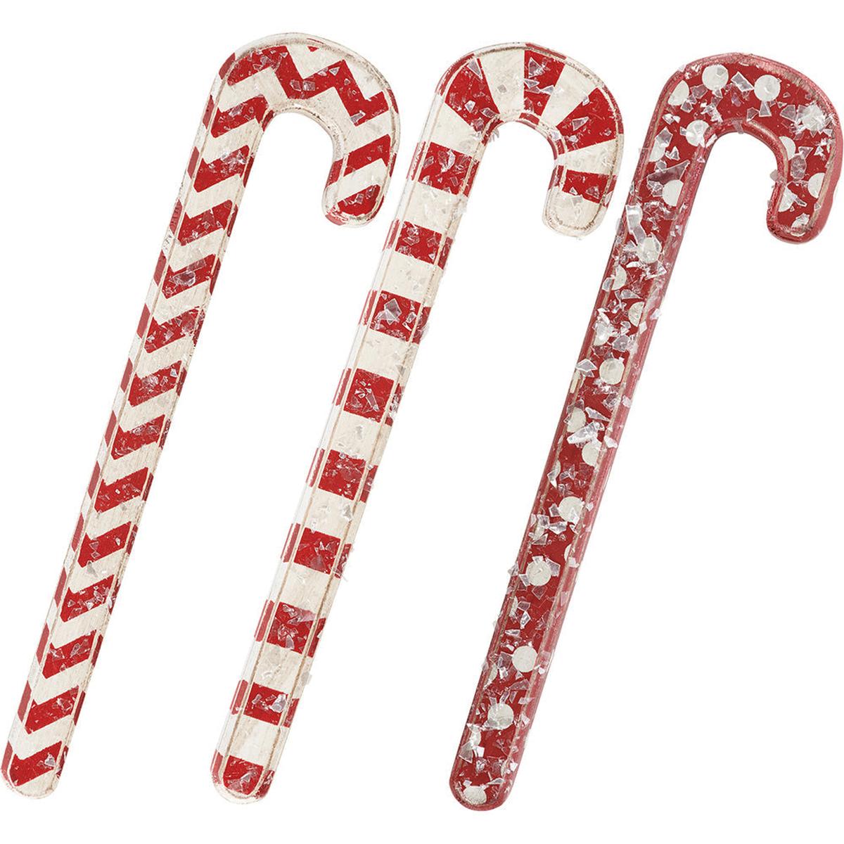 Shop For 6 inch Vintage Wood Red Candy Cane Set of 3