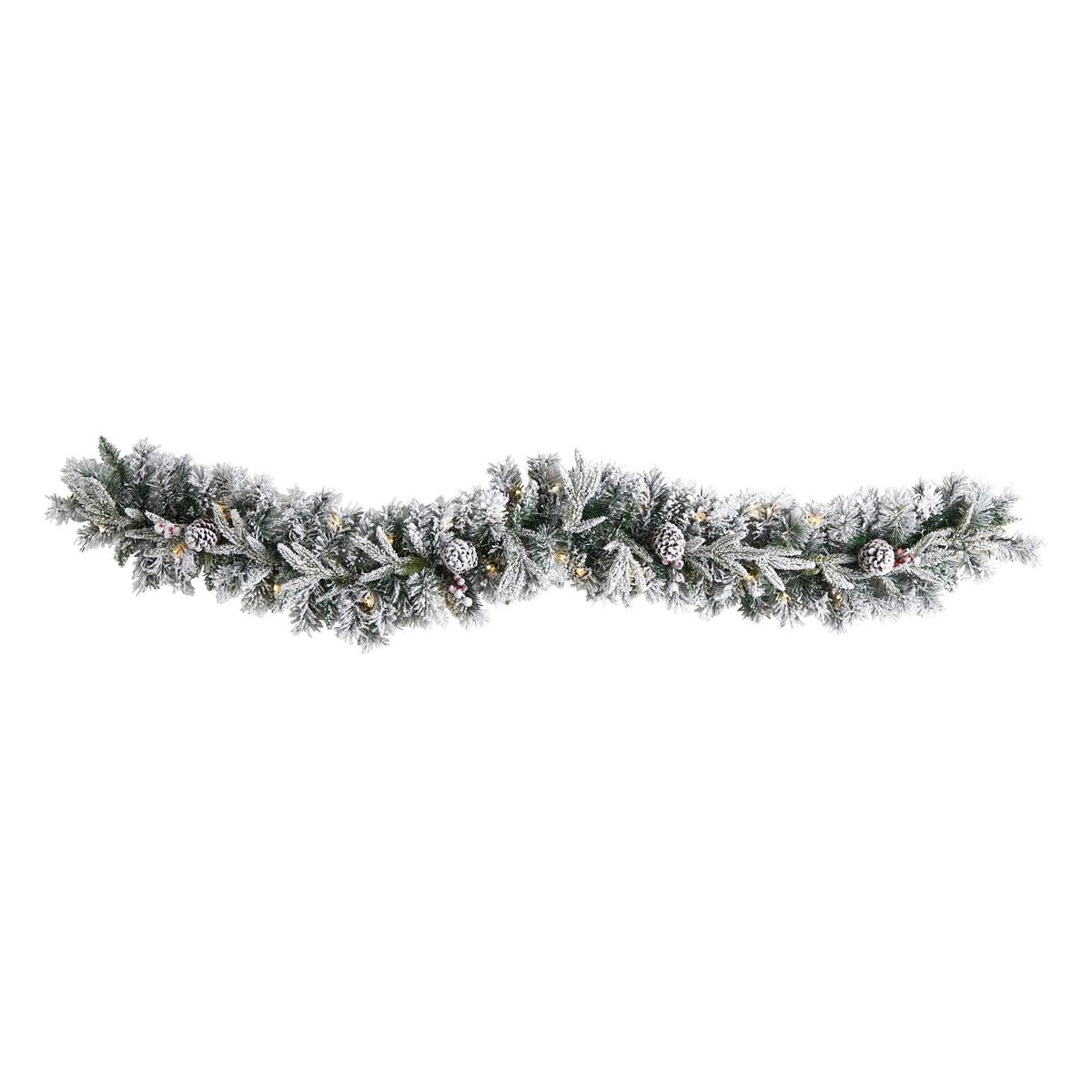 Shop For 6’ LED Flocked Artificial Christmas Garland with Pine Cones