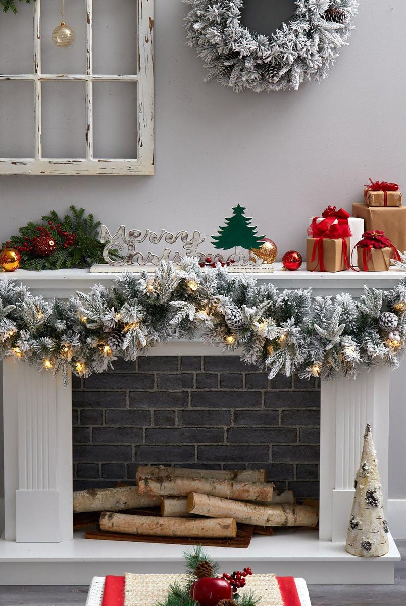 Shop For 6’ LED Flocked Artificial Christmas Garland with Pine Cones