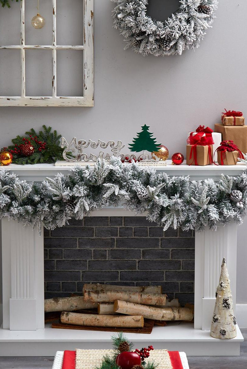 Shop For 6’ LED Flocked Artificial Christmas Garland with Pine Cones