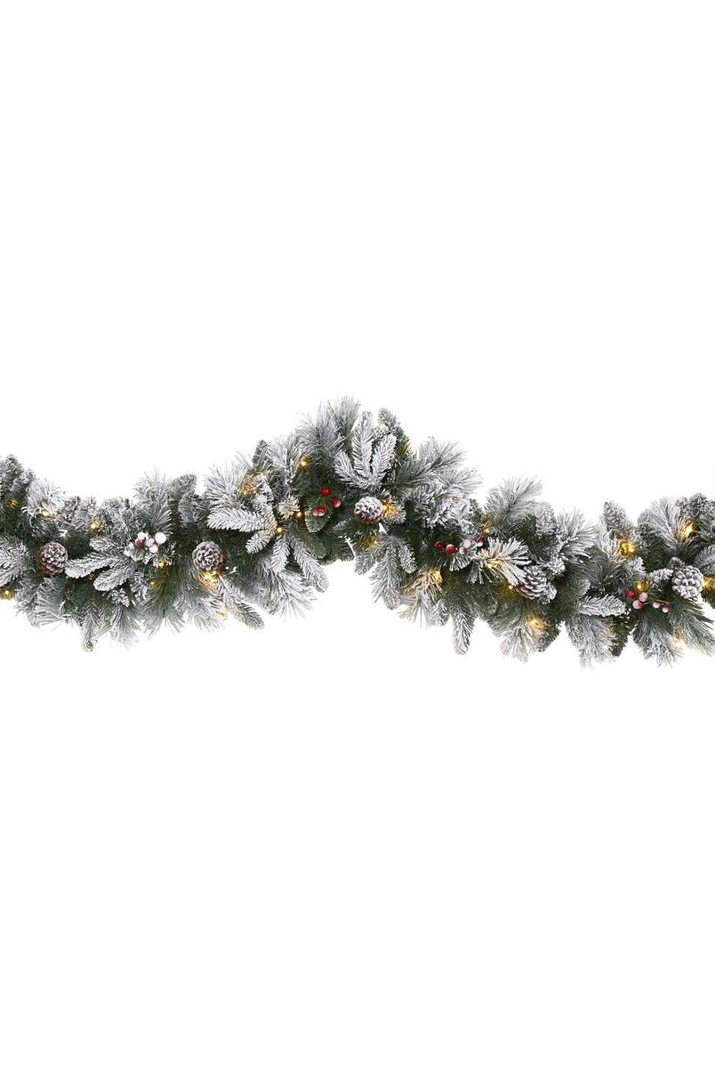 Shop For 6’ LED Flocked Mixed Pine Artificial Christmas Garland