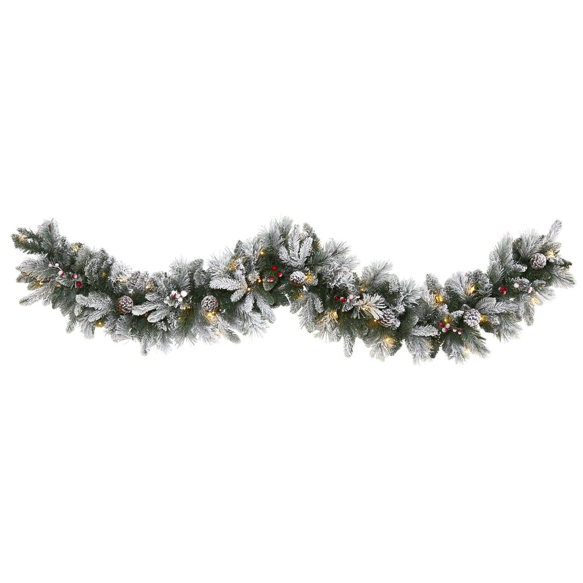 Shop For 6’ LED Flocked Mixed Pine Artificial Christmas Garland