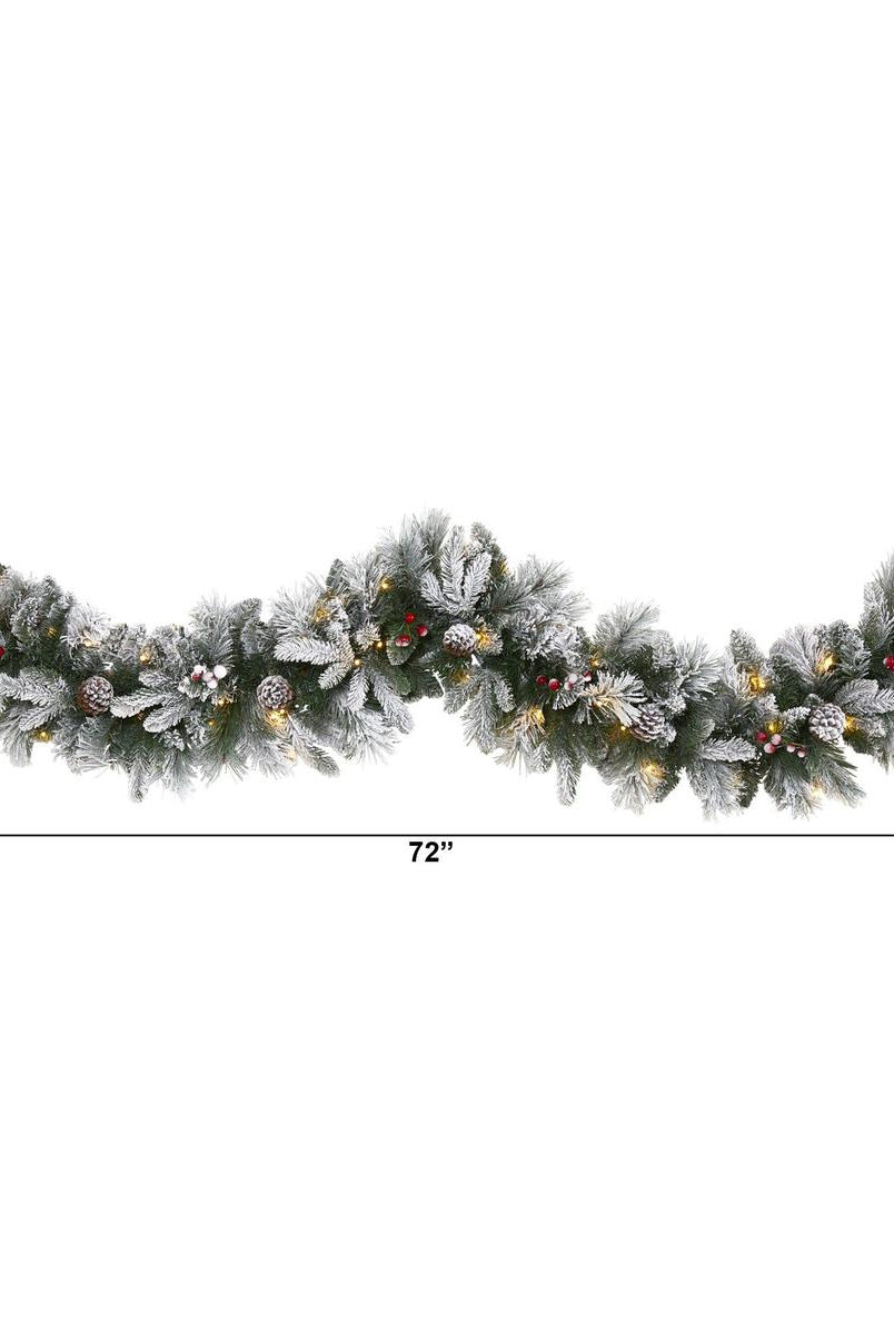 Shop For 6’ LED Flocked Mixed Pine Artificial Christmas Garland