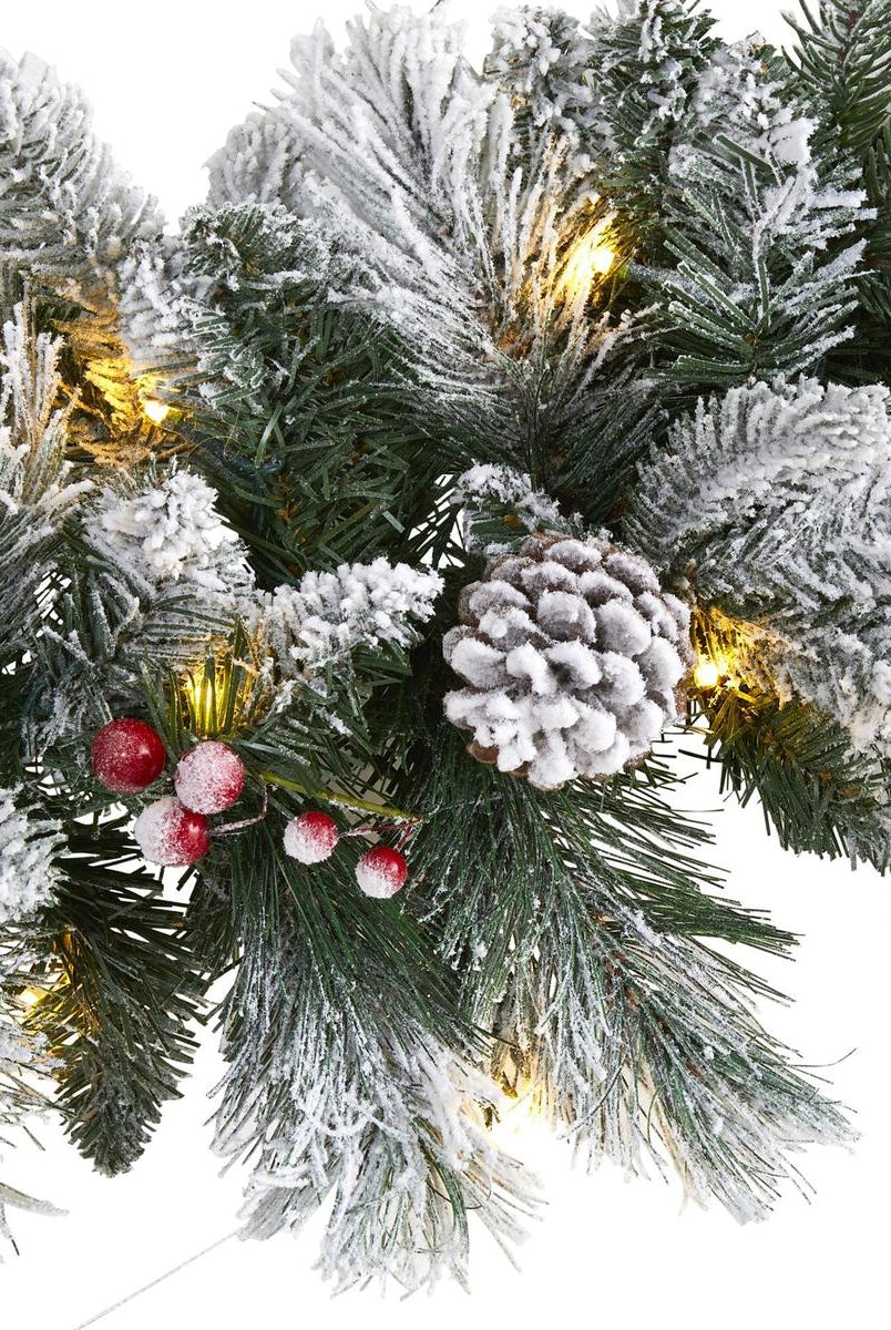 Shop For 6’ LED Flocked Mixed Pine Artificial Christmas Garland