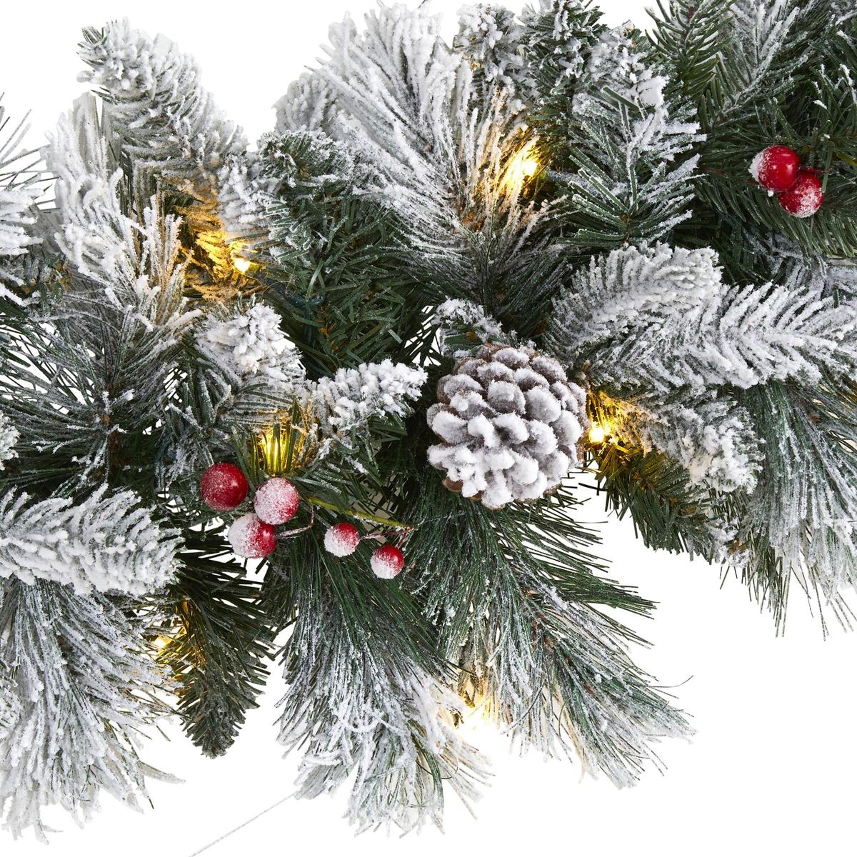 Shop For 6’ LED Flocked Mixed Pine Artificial Christmas Garland