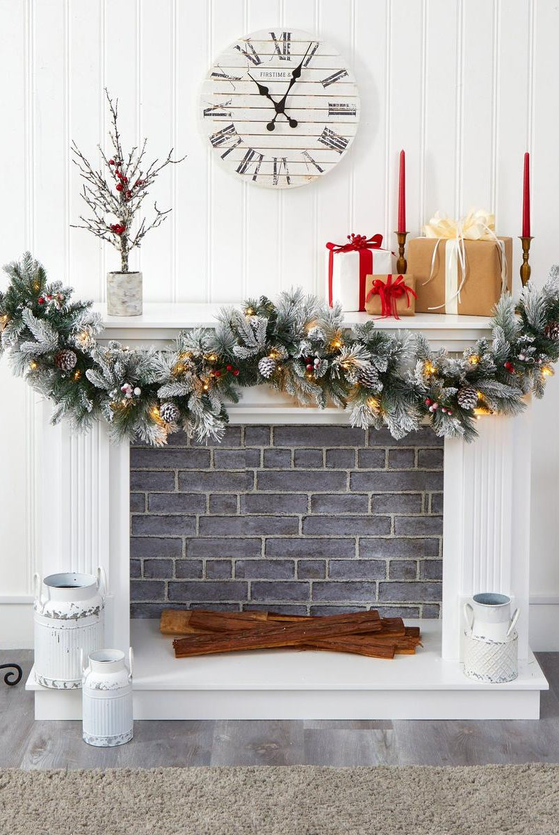 Shop For 6’ LED Flocked Mixed Pine Artificial Christmas Garland