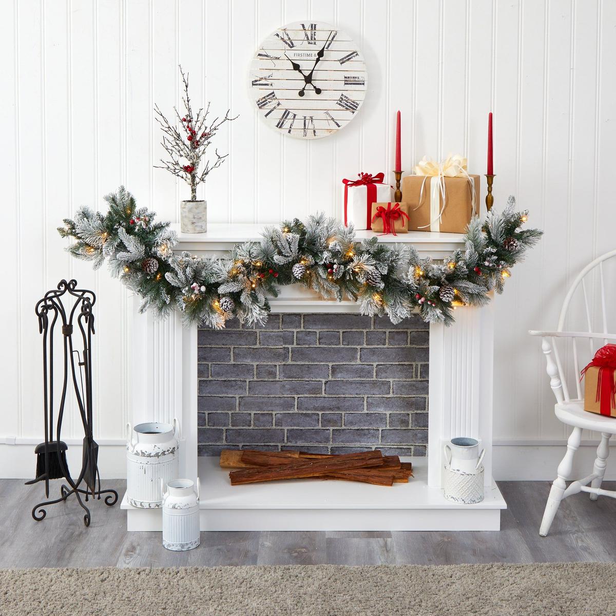 Shop For 6’ LED Flocked Mixed Pine Artificial Christmas Garland