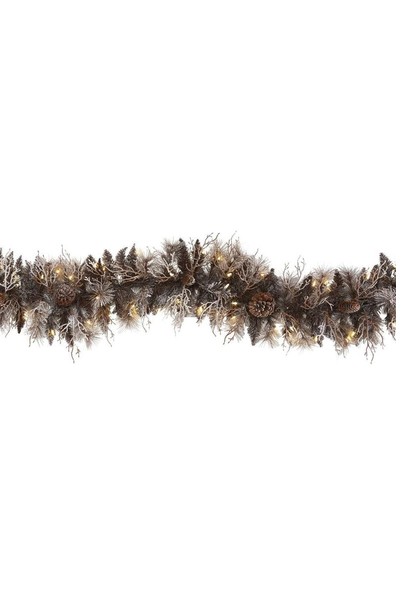 Shop For 6' LED Flocked Pine Cone Christmas Garland