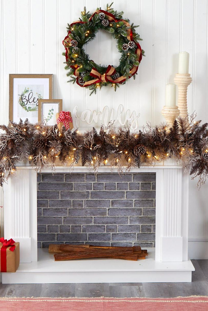 Shop For 6' LED Flocked Pine Cone Christmas Garland