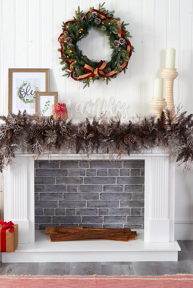 Shop For 6' LED Flocked Pine Cone Christmas Garland